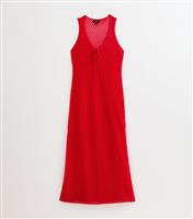 Women's Plus Size Red Crochet V-Neck Maxi Dress Curves New Look