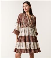 Women's Brown Embellished Smock Mini Dress Blue Vanilla New Look