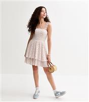 Girls' White Textured Floral Print Dress New Look