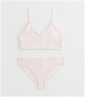 Girls' Pink Floral Print Jersey Crop Top and Briefs Set New Look