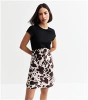 Women's Black Cow Print Mix Mini Dress New Look