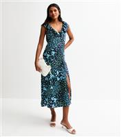 Women's Black Rose Print Slit Hem Midi Dress New Look