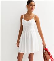 Women's White Textured Strappy Mini Dress New Look