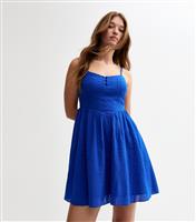 Women's Bright Blue Textured Strappy Mini Dress New Look