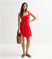 Women's Red Textured Strappy Mini Dress New Look