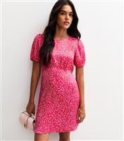 Women's Pink Disty Print Open Back Satin Mini Dress New Look