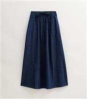Women's Tall Blue Denim Elasticated Waistband Midi Skirt New Look