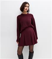 Women's Burgundy Pleated Mini Skirt New Look