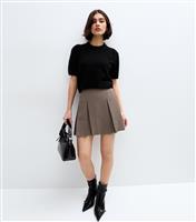 Women's Brown Houndstooth Pleated Skirt New Look