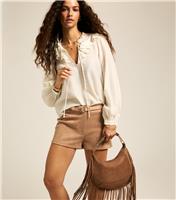 Women's Tan Faux Suede Belted Shorts New Look