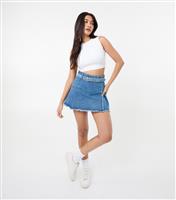Women's Light Blue Pleated Back Denim Skirt Pink Vanilla New Look