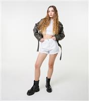 Women's White Denim Diamant Shorts Pink Vanilla New Look