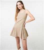Women's Stone Pleated Mini Dress Pink Vanilla New Look