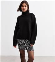 Women's Black Zebra Jacquard Mini Skirt New Look