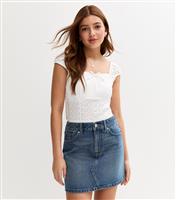 Girls' Blue Denim Mini Skirt New Look