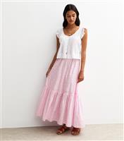 Women's Pink Floral Embroidered Midi Skirt New Look