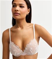 Women's Cream Crochet Lace T-Shirt Bra New Look