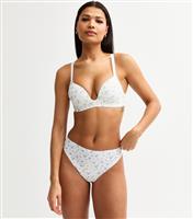 Women's White Floral Print Briefs New Look