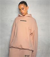 Women's Light Brown Official Logo Oversized Hoodie WKNDGIRL New Look