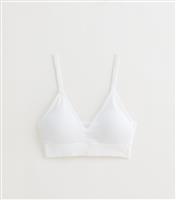 Women's Plus Size White Ribbed Seamless Bra Curves New Look