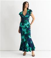 Women's Green Floral Print Maxi Dress Gini London New Look