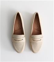 Women's Wide Fit Cream Canvas Loafers New Look