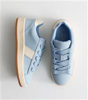 Women's Light Blue Faux Suede Chunky Sole Trainers Vegan New Look