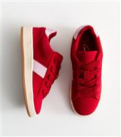 Women's Red Faux Suede Chunky Skater Trainers New Look