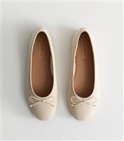 Women's Off White Linen-Look Ballet Pumps Vegan New Look
