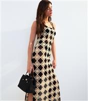 Women's Black Crochet Square Neck Maxi Beach Dress New Look