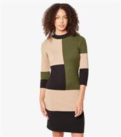 Women's Stone Colourblock Knit Dress Apricot New Look