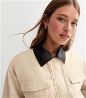 Women's Stone Contrast Collar Barn Jacket New Look