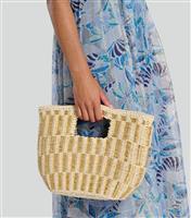 Gold Metallic Clutch Straw Bag South Beach New Look