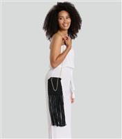 Black Crochet Fringed Crossbody Bag South Beach New Look