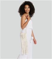 White Crochet Fringed Crossbody Bag South Beach New Look