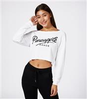 Women's White Logo Print Raw Hem Top Pineapple New Look