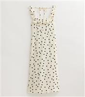 Women's Maternity White Polka Dot Ruffle Trim Midi Dress New Look