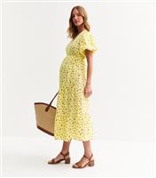 Women's Maternity Yellow Daisy Print Wrap Dress New Look