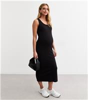 Women's Maternity Black Scoop Neck Midi Tank Dress New Look
