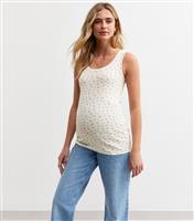 Women's Maternity White Ditsy Print Scoop Neck Vest Top New Look