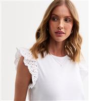 Women's Maternity White Broderie Anglaise Trim Top New Look