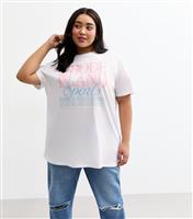 Women's Plus Size White Rhode Island Fade Effect T-Shirt Curves New Look