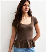 Women's Scoop Neck Peplum Hem Top New Look