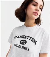Women's Light Grey Manhattan Print T-Shirt New Look