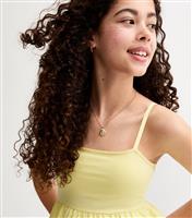 Girls' Yellow Poplin Babydoll Peplum Hem Top New Look