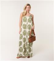 Women's Green Leaf Print Wide Leg Jumpsuit Blue Vanilla New Look