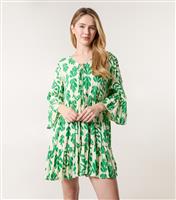 Women's Green Tie Front Smock Dress Blue Vanilla New Look