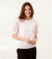 Women's White Embroidered Sleeve Top Blue Vanilla New Look