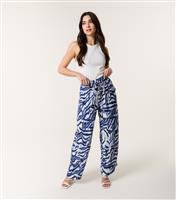Women's Blue Abstract Print Wide Leg Trousers Blue Vanilla New Look