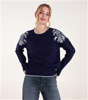 Women's Blue Embroidered Shoulder Jumper Blue Vanilla New Look